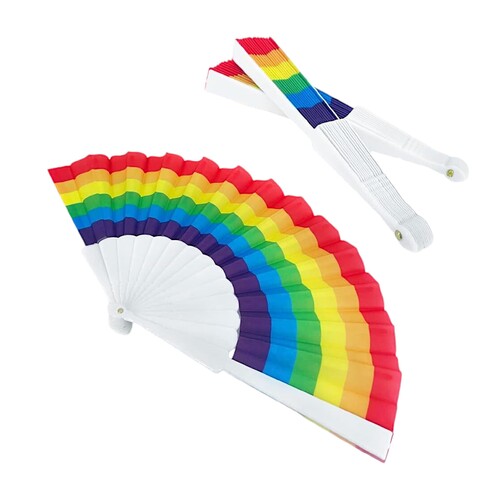 Rainbow Folding Handheld Fan Pride LGBTQ+ Portable Gift Rave Fun Decoration