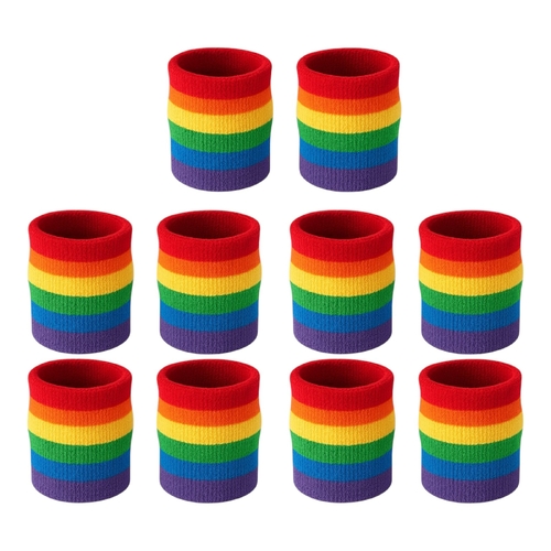 5 x Gay Rainbow Pride LGBTQ+ Wristband Sets Mardi Gras Festival Parade Pack