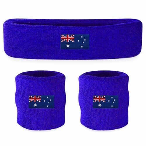 Australia Day Wristband Headband Set Australian Flag Aussie Accessories Gym Kit