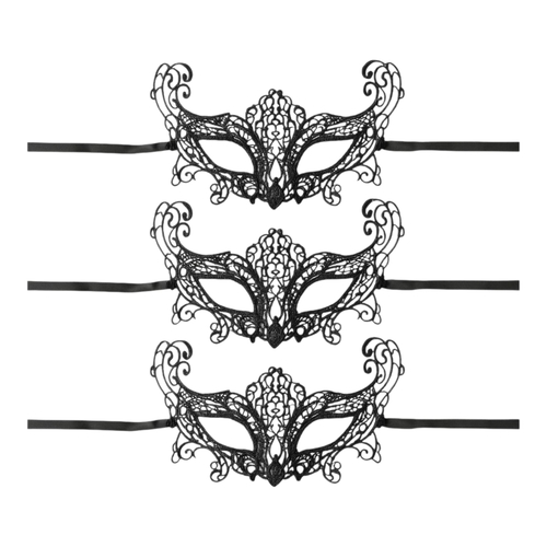 3 x Black Lace Masquerade Masks for Costume Prom Halloween Party