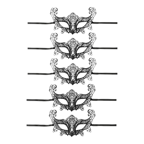 5 x Black Lace Masquerade Masks for Costume Prom Halloween Party