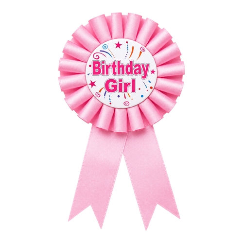 Birthday Girl Badge Rosette Ribbon Pink Birthday Party Outfit Accessory