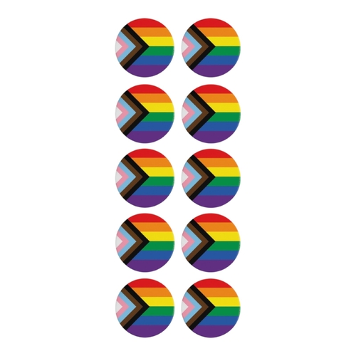 10x LGBTQI+ Progress Pride Rainbow Lapel Pin Badge Pride Parade Mardi Gras Party