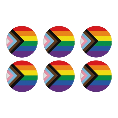 6x LGBTQI+ Progress Pride Rainbow Lapel Pin Badge Pride Parade Mardi Gras Party
