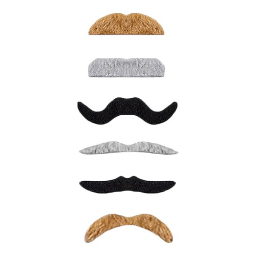 6pcs Multicolour Fake Moustaches Funny Costume Self Adhesive Whisker Mexican Party