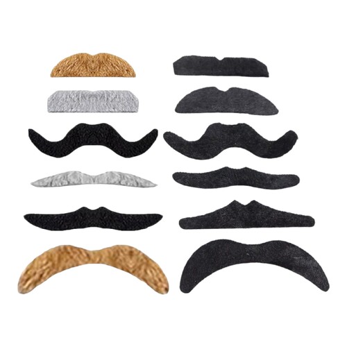 12pcs Fake Moustaches Funny Halloween Costume Self Adhesive Whisker Mexican Party