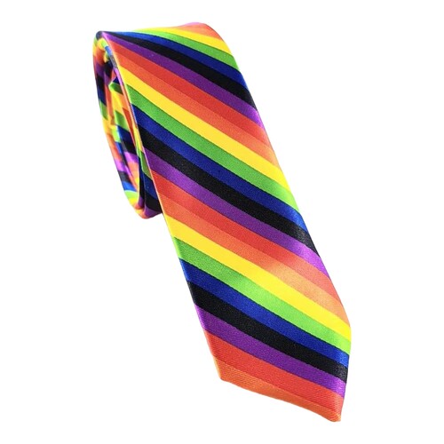Rainbow Striped Skinny Tie Multicolour Gay Pride LGBTQ+ Neck Tie Men's Party