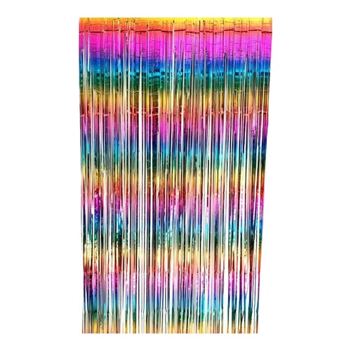 Foil Curtain Rainbow Gay LGBTQ+ Pride Inclusive Metallic Fringe Tinsel Backdrop