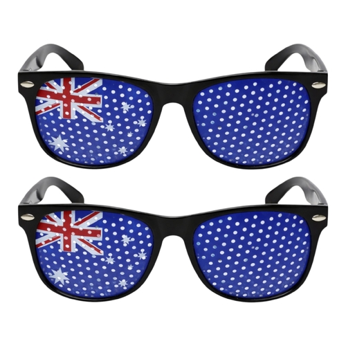 2 x Australia Flag Glasses Novelty Party Glasses Aussie Day Costume