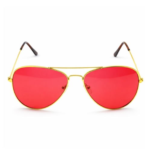 Red Lens Aviator Sunglasses Unisex Retro Metal Frame Party Outdoor Festival