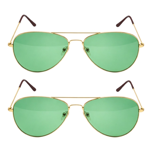 2x Green Lens Aviator Sunglasses Unisex Retro Metal Frame Party Outdoor Festival