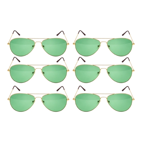 6x Green Lens Aviator Sunglasses Unisex Retro Metal Frame Party Outdoor Festival