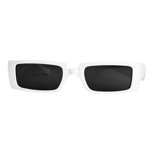 White Rectangular Sunglasses Black Lens Retro Y2K Fashion Glasses Party