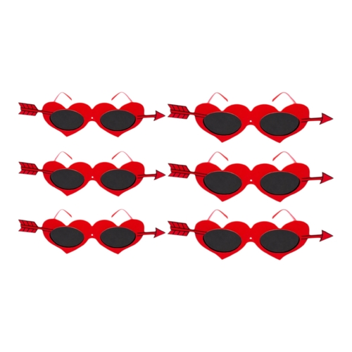 6 x Heart Shaped Novelty Sunglasses Arrow Red Valentines Party Costume Glasses