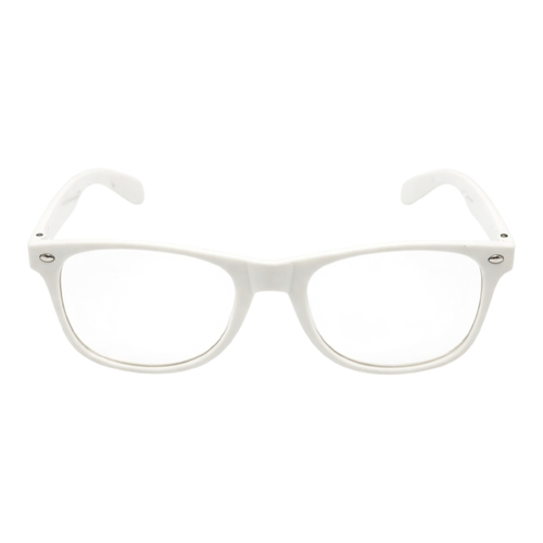 White Frame Clear Lens Glasses Retro Nerd Geek Costume Party