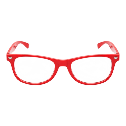 Red Frame Clear Lens Glasses Retro Nerd Geek Costume Party