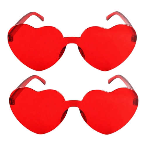 2 x Red Heart Glasses Novelty Party Glasses Festival Costume Fancy Dress