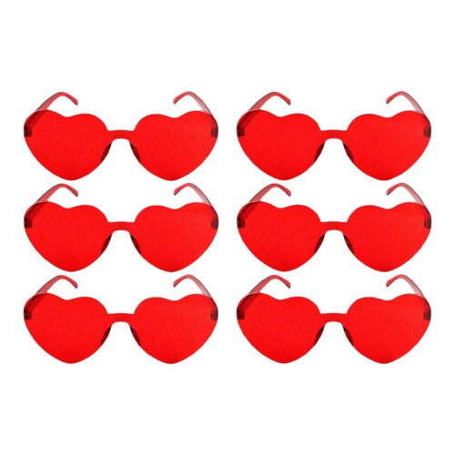 6 x Red Heart Glasses Novelty Party Glasses Festival Costume Fancy Dress