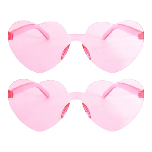 2 x Pink Heart Glasses Novelty Party Glasses Festival Costume Fancy Dress