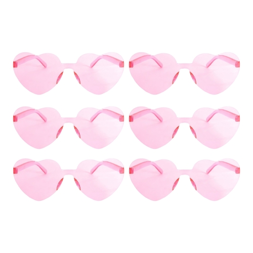 6 x Pink Heart Glasses Novelty Party Glasses Festival Costume Fancy Dress