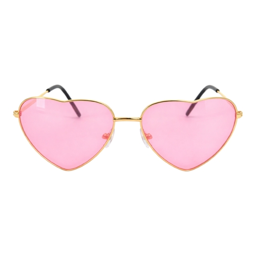Pink Heart Glasses Metal Frame Novelty Party Glasses Festival Costume Dress