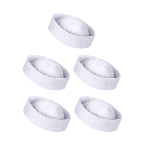5 x Sailor White Gob Hat Unisex Doughboy Gilligan Seaman Captain Costume Hens Party