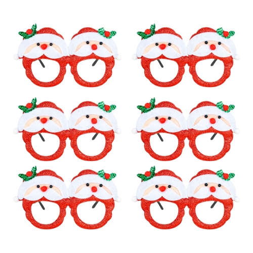 6 x Christmas Santa Novelty Glasses Party Costume Festive Xmas Accessory
