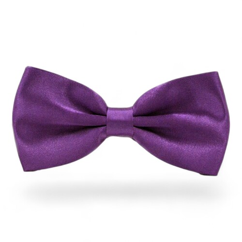 Men&#39;s Purple Satin Bow Tie Solid Colour Pre Tied Bowtie Necktie Tuxedo Wedding Women
