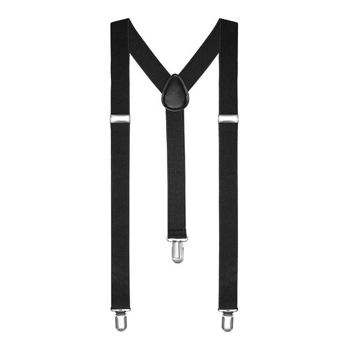 Black Unisex Suspenders Braces Elastic Strong Clip On Adjustable Formal Wedding Party
