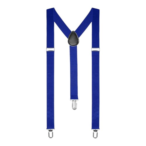 Blue Unisex Suspenders Braces Elastic Strong Clip On Adjustable Formal Wedding Party