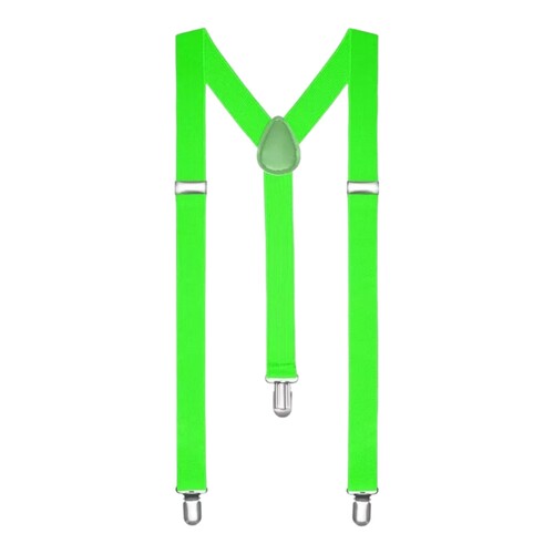 Fluro Green Unisex Suspenders Braces Elastic Strong Clip On Adjustable Formal Wedding Party