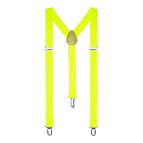 Fluro Yellow Unisex Suspenders Braces Elastic Strong Clip On Adjustable Formal Wedding Party