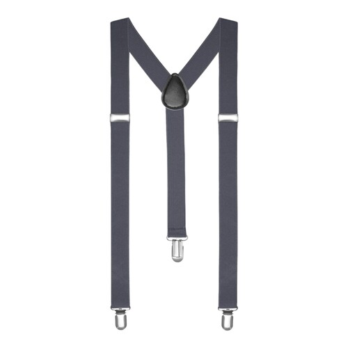 Grey Unisex Suspenders Braces Elastic Strong Clip On Adjustable Formal Wedding Party