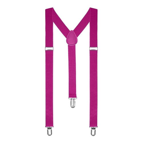 Hot Pink Unisex Suspenders Braces Elastic Strong Clip On Adjustable Formal Wedding Party