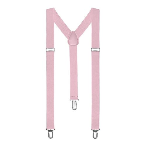 Light Pink Unisex Suspenders Braces Elastic Strong Clip On Adjustable Formal Wedding Party