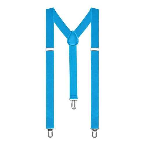 Light Blue Unisex Suspenders Braces Elastic Strong Clip On Adjustable Formal Wedding Party