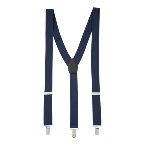 Navy Blue Unisex Suspenders Braces Elastic Strong Clip On Adjustable Formal Wedding Party