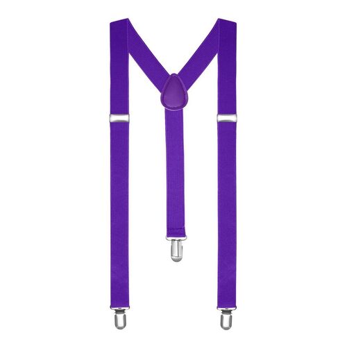 Purple Unisex Suspenders Braces Elastic Strong Clip On Adjustable Formal Wedding Party