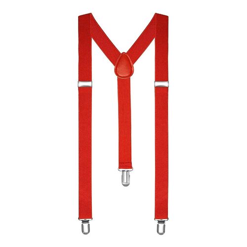 Red Unisex Suspenders Braces Elastic Strong Clip On Adjustable Formal Wedding Party