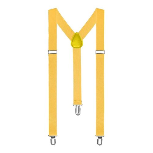 Yellow Unisex Suspenders Braces Elastic Strong Clip On Adjustable Formal Wedding Party