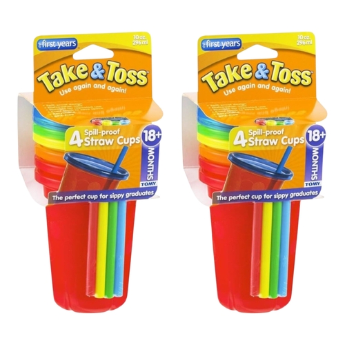 The First Years Take &amp; Toss Straw Sippers 2 Pack – 8 Leak Resistant Toddler Cups