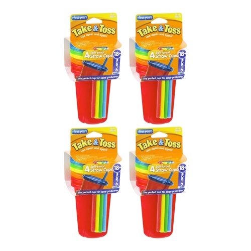 The First Years Take &amp; Toss Straw Sippers 4 Pack – 16 Leak Resistant Toddler Cups