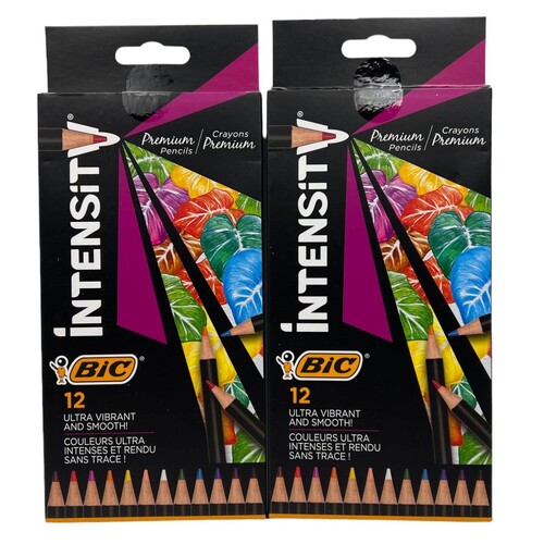 2-Pack BIC Intensity Premium Colouring Pencil - 2xPack of 12 Fashion Assorted Wood