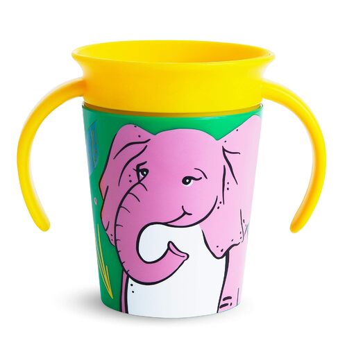 Munchkin 177ml Miracle 360° Wild Love Trainer Drink Cup Baby/Toddler 6m+ - Elephant Design