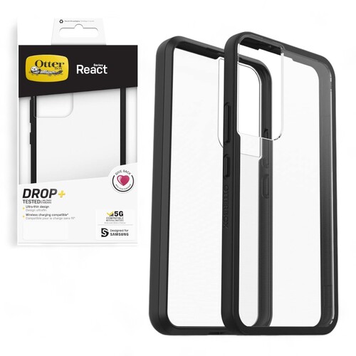OtterBox React Series Case Samsung Galaxy S22 Clear/Black Shockproof Drop proof
