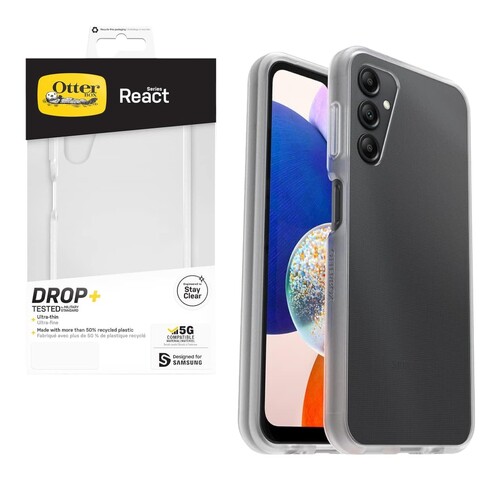 OtterBox React Samsung Galaxy A14 5G (6.6&quot;) Phone Case Clear Antimicrobial Soft Grip Ultra-Slim