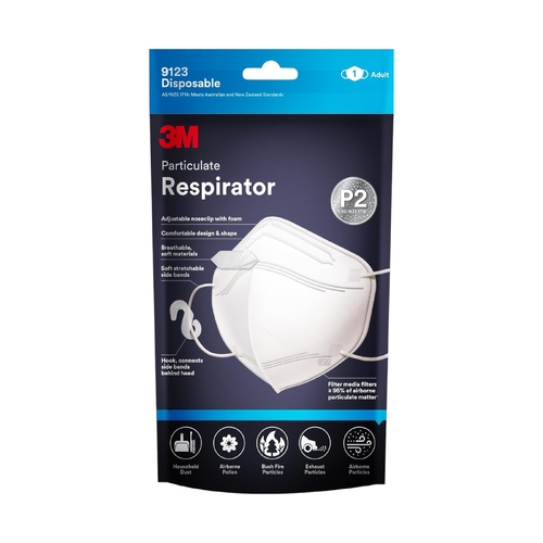 3M P2 Face Mask Vertical Flat Fold Respirator Disposable Earloops Nose Clip