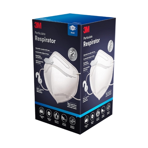 3M™ P2 Particulate Vertical Flat Fold Disposable Respirator 25 Pack