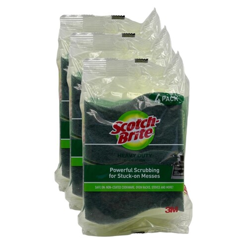 12 Scotch-Brite Heavy Duty Scrub Sponge Foam Scrub Kitchen Cleaner (Pack of 4 X 3)