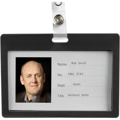Rexel ID Coloured Plastic Card Holder Landscape - 6 Pack Black